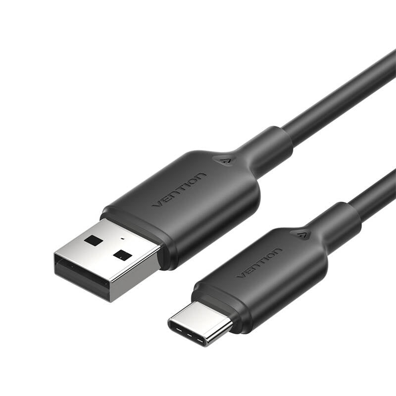 USB 2.0 A to USB-C 3A cable Vention CTQBF 1M (black), Kabel USB 2.0 A do USB-C 3A Vention CTQBF 1M (czarny)