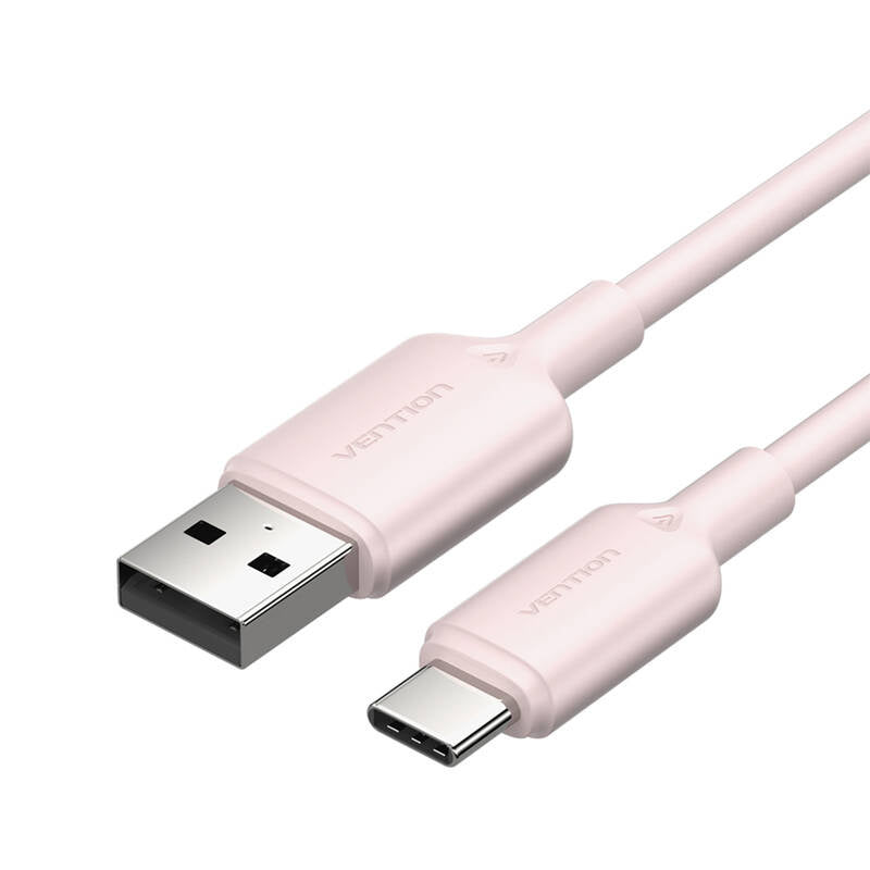 USB 2.0 A to USB-C 3A cable Vention CTQPF 1M (pink), Kabel USB 2.0 A do USB-C 3A Vention CTQPF 1M (różowy)