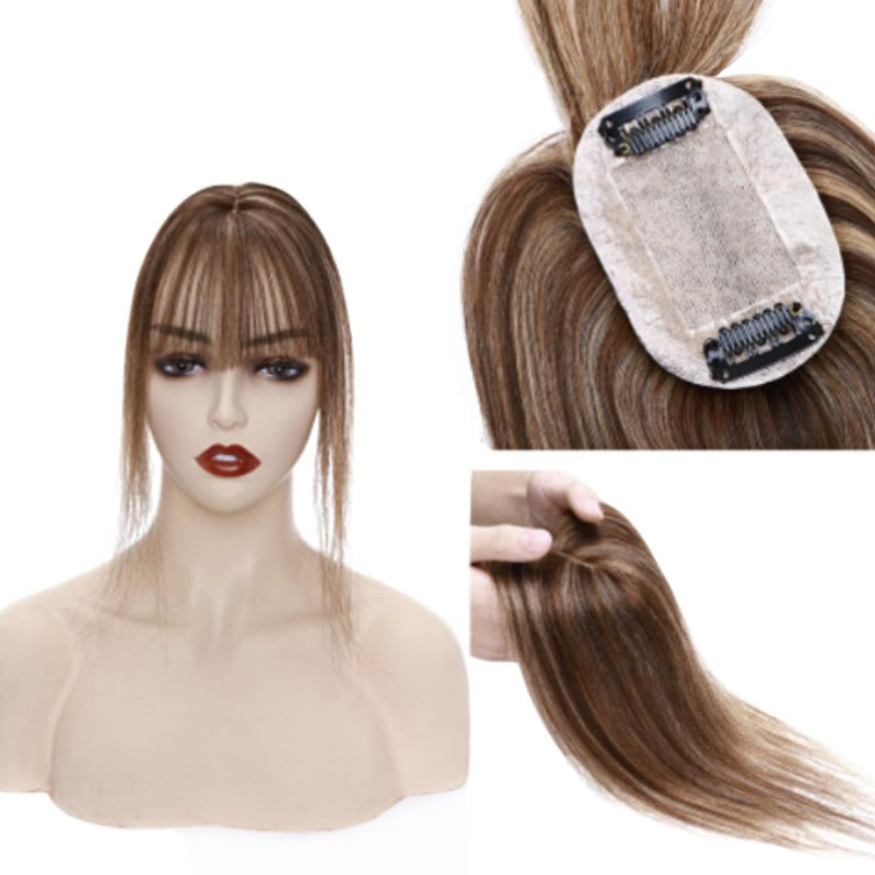 Natural hair toupee with bangs 6 cm x 9 cm