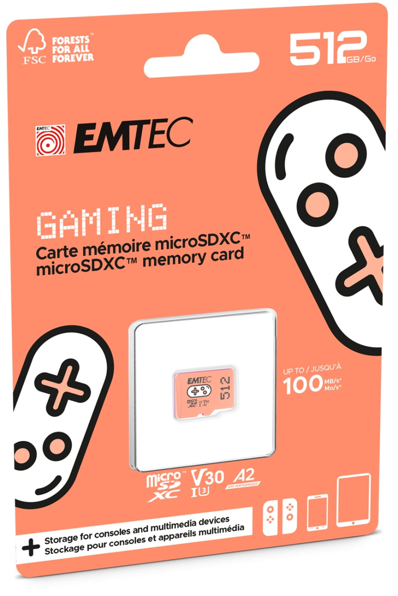 Emtec mSD 512GB UHSI U3 V30 A2 Gaming Orange