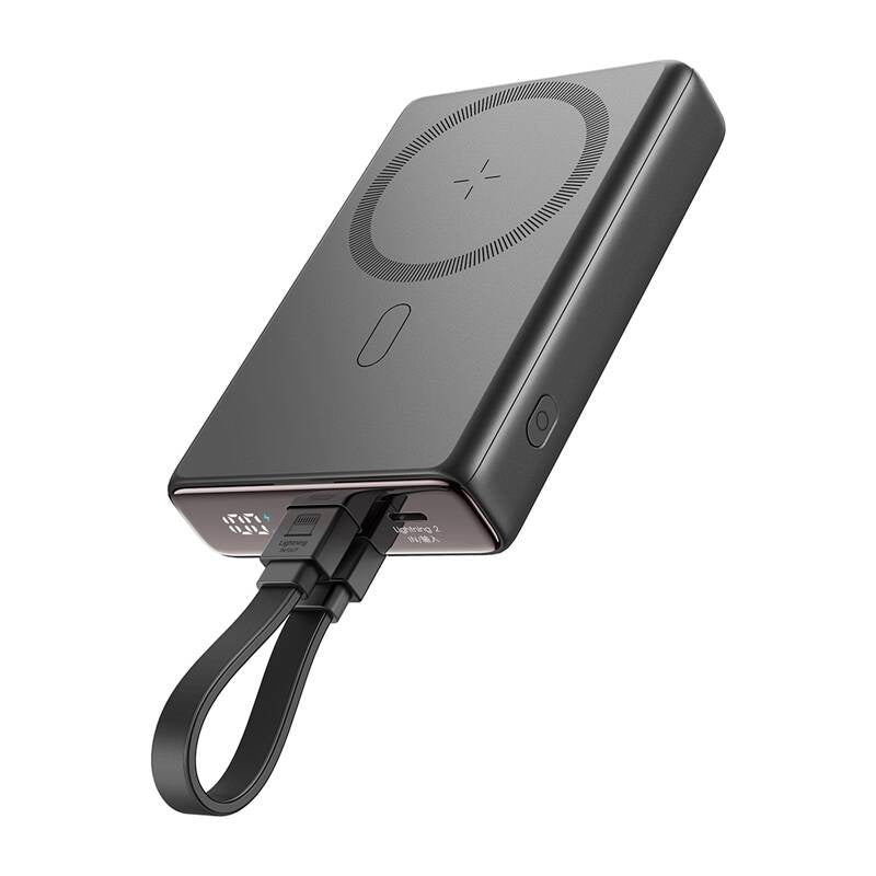Joyroom magnetic powerbank with stand JR-PBM01, 20W, 10000mA (blacks), Magnetyczny powerbank z podstawką Joyroom JR-PBM01, 20W, 10000mA (czarmy)