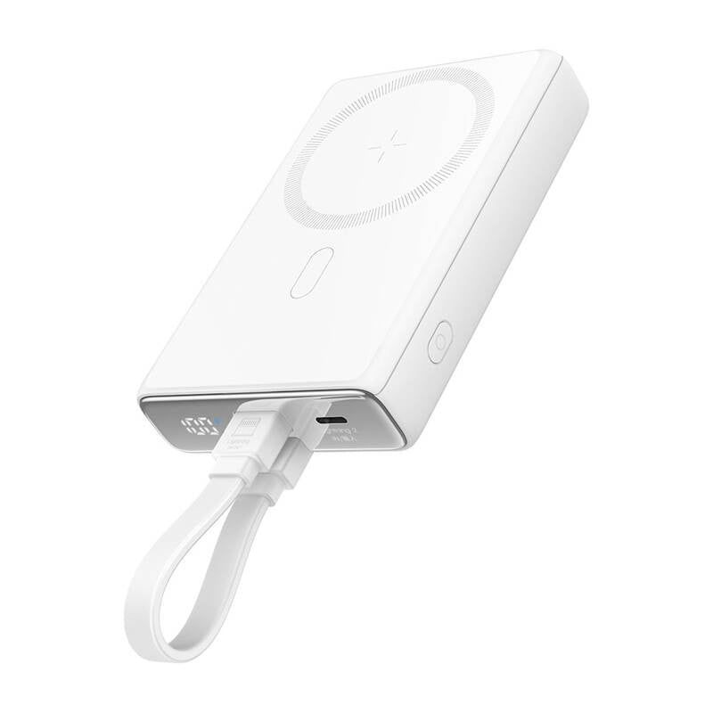 Joyroom magnetic powerbank with stand JR-PBM01, 20W, 10000mA (white), Magnetyczny powerbank z podstawką Joyroom JR-PBM01, 20W, 10000mA (biały)