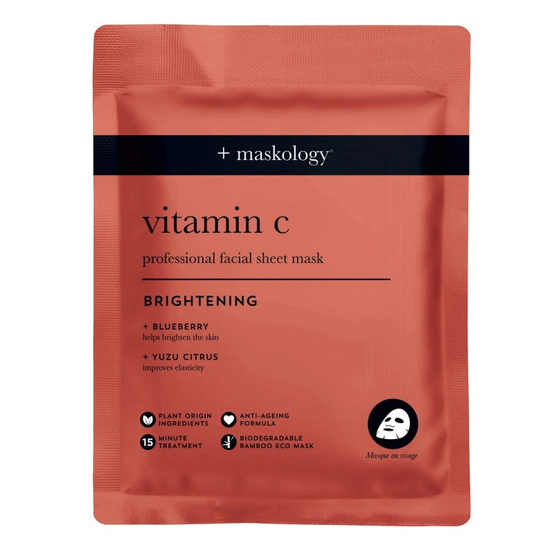 +maskology VITAMIN-C Professional Sheet Mask Lakštinė veido kaukė su vitaminu C, 22ml