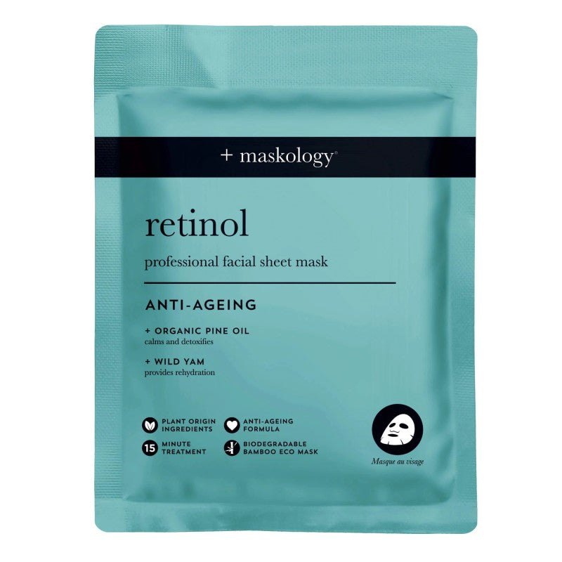 +maskology RETINOL Professional Sheet Mask Lakštinė veido kaukė su retinoliu, 22ml