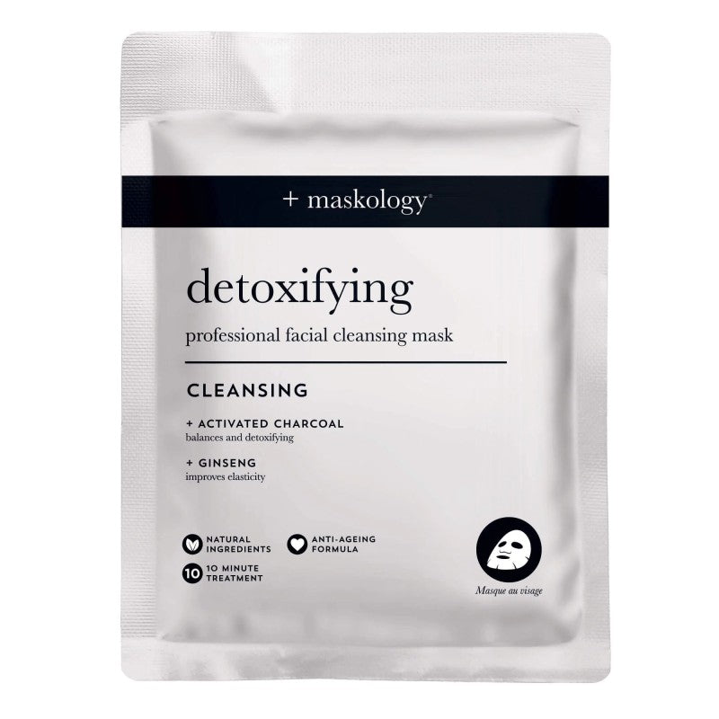 +maskology DETOXIFYING Professional Sheet Mask Valomoji lakštinė veido kaukė, 20ml