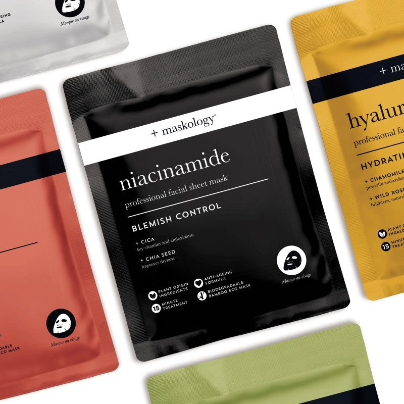 +maskology NIACINAMIDE Professional Sheet Mask Lakštinė veido kaukė su niacinamidu, 22ml