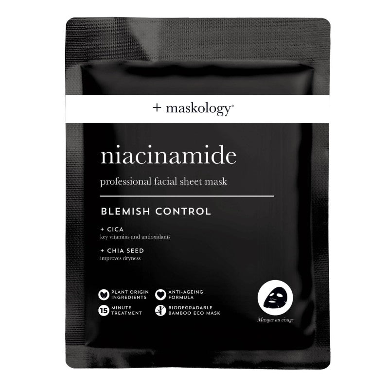 +maskology NIACINAMIDE Professional Sheet Mask Lakštinė veido kaukė su niacinamidu, 22ml