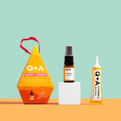Q+A Merry + Bright Gift Set Veido priežiūros priemonių rinkinys su vitaminu C, 1vnt