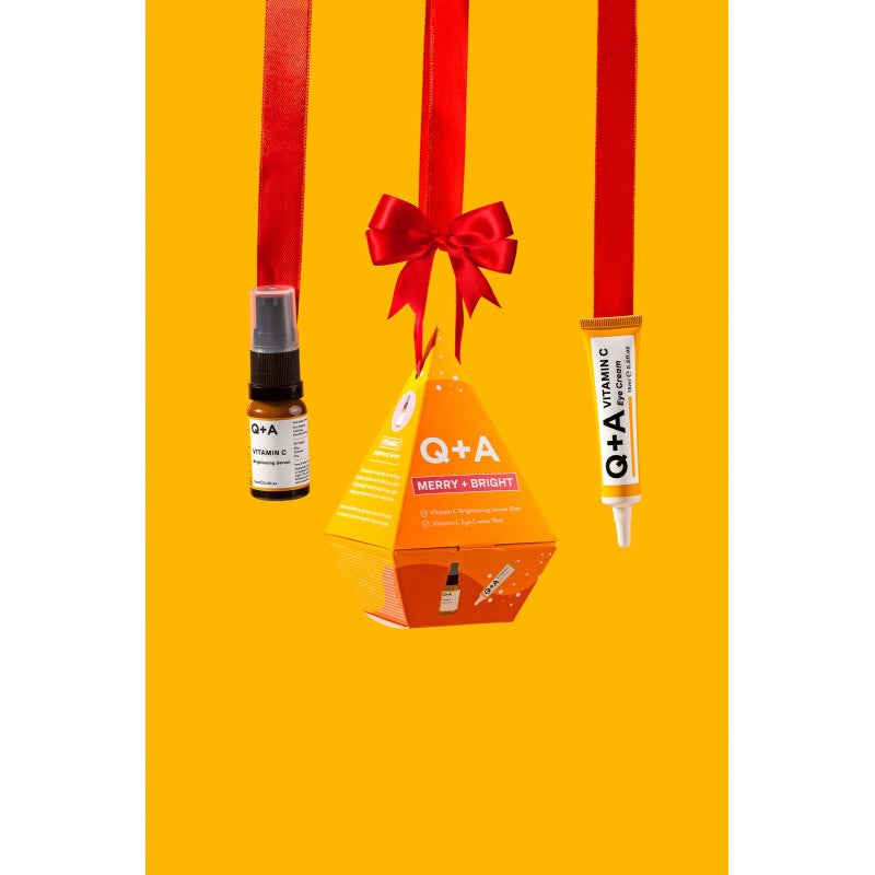 Q+A Merry + Bright Gift Set Veido priežiūros priemonių rinkinys su vitaminu C, 1vnt