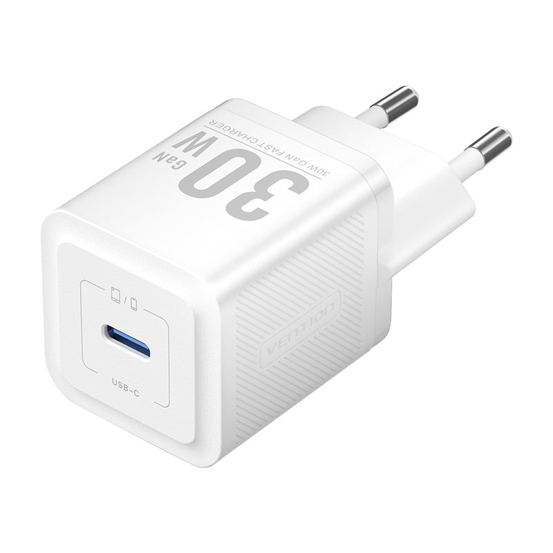 Vention FEZB0-EU USB-C GaN network charger (30W) (white), Ładowarka sieciowa Vention FEZB0-EU USB-C GaN (30W) (biała)