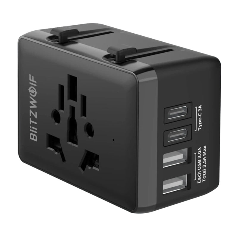 Blitzwolf BW-TA1 4-in-1 Travel Adapter 2xUSB + C + PD 20W, Adapter Podróżny 4w1 Blitzwolf BW-TA1 2xUSB + C + PD 20W