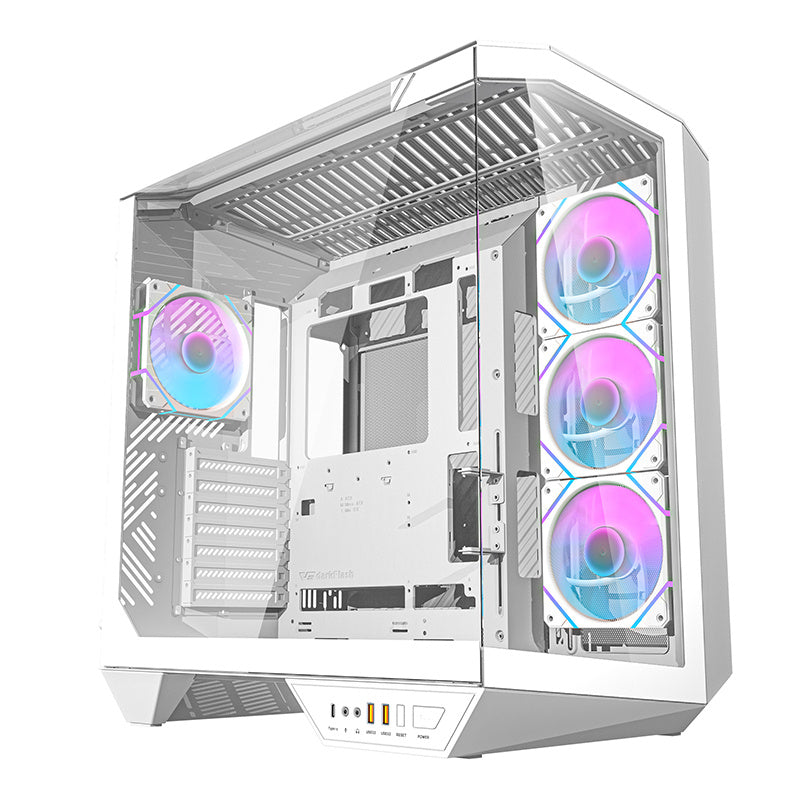 Darkflash DY470 computer case (white) + 4 fans + GPU bracket, Obudowa komputerowa Darkflash DY470 (biała) + 4 wentylatory + uchwyt GPU