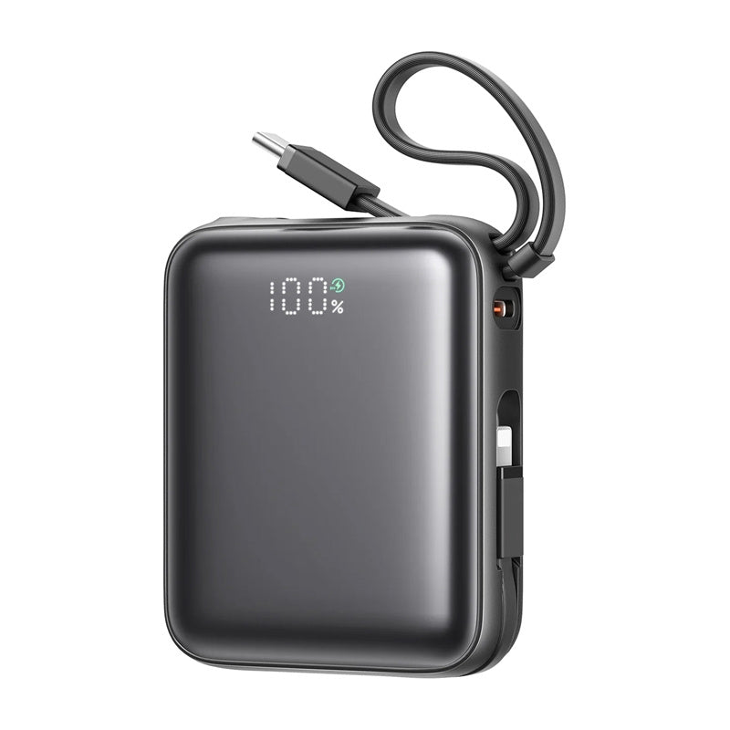 Joyroom Mini PowerBank JR-PBF27 22.5W with dual cable 10000mAh (black), Mini PowerBank Joyroom JR-PBF27 22.5W z podwójnym kablem 10000mAh (czarny)
