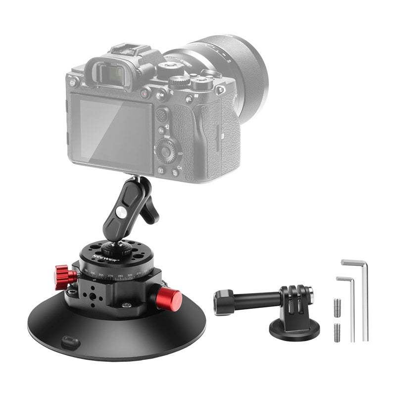 Mount with suction cup 1/4 inch Neewer CA013 for sports cameras (DJI Action, GoPro, Insta360), Mocowanie z przyssawką 1/4 cala Neewer CA013 do kamer sportowych (DJI Action, GoPro, Insta360)