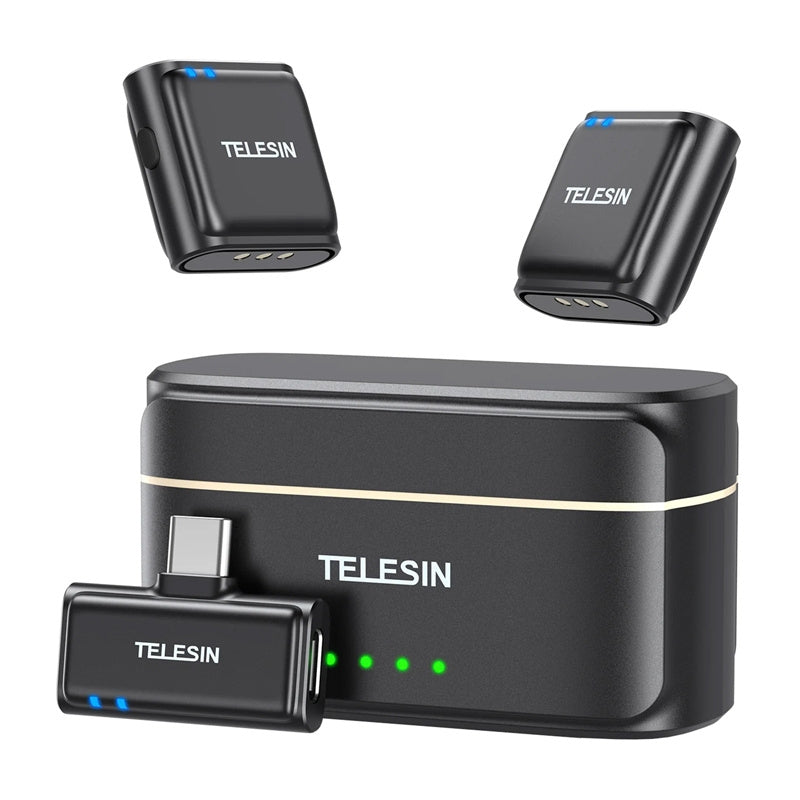 TELESIN wireless tie microphone + powerbank for phones (USB-C), Mikrofon bezprzewodowy krawatowy + powerbank TELESIN do telefonów (USB-C)