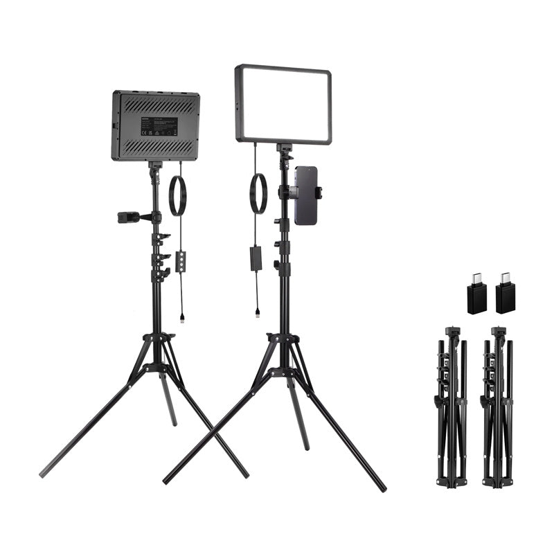 Neewer BP300 studio set two LED lights + tripods + phone holders, Zestaw studyjny Neewer BP300 dwie lampy LED + statywy + uchwyty do telefonu