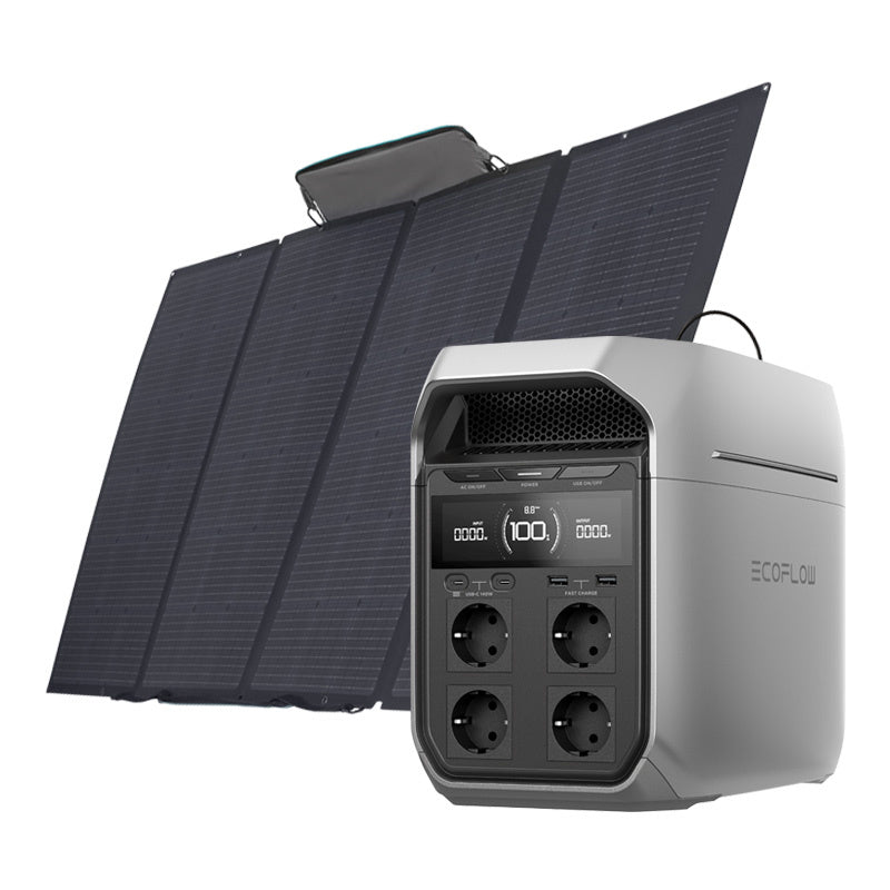 Set: EcoFlow Delta 3 Plus power station + 400W photovoltaic panel., Zestaw: Stacja zasilania EcoFlow Delta 3 Plus + panel fotowoltaiczny 400W