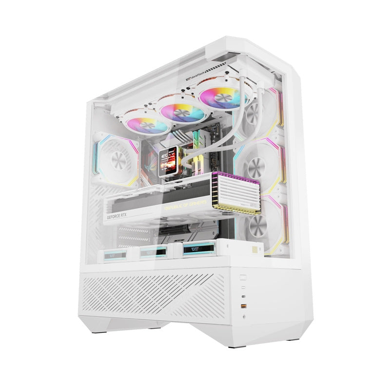 Darkflash DY460 computer case (White) + 4 ARGB fans, Obudowa komputerowa Darkflash DY460 (Biała) + 4 wentylatory ARGB