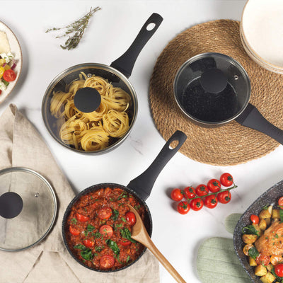 Salter BW05751S2EU7 Megastone 3-Piece Saucepan Set