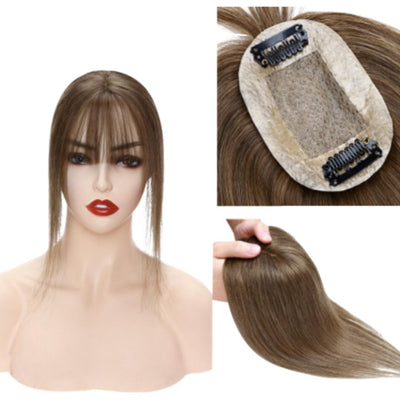 Natural hair toupee with bangs 6 cm x 9 cm