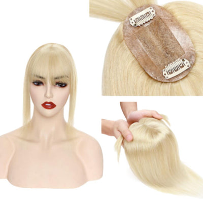 Natural hair toupee with bangs 6 cm x 9 cm