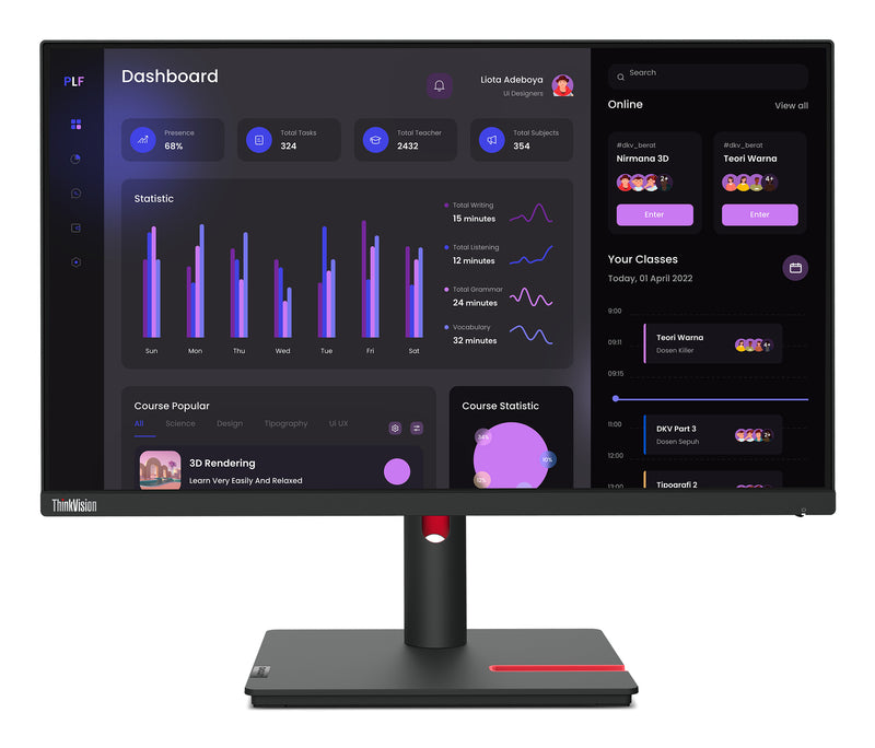 Lenovo Monitor ThinkVision T24i-30 Black