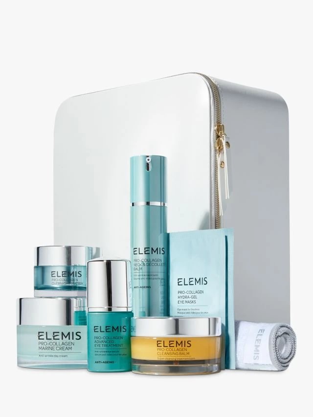 Набор Elemis Pro-Collagen Jewels: бальзам 50 г + 50 мл + уход 15 мл + крем 100 мл + маска 30 мл + 2 шт. + очищающая салфетка + подарочная коробка