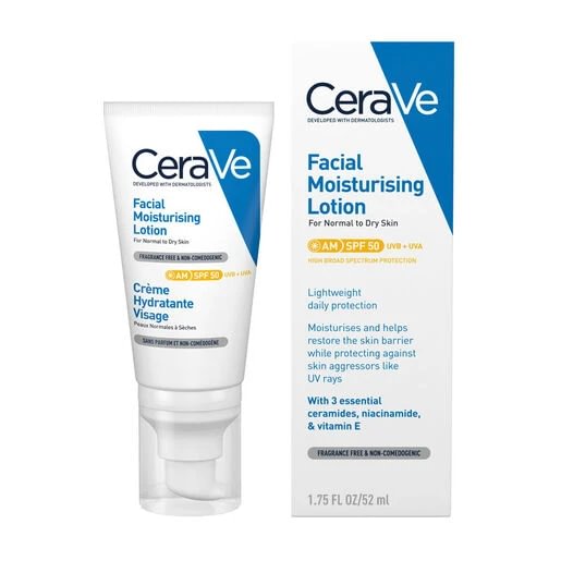 CeraVe SPF50 увлажняющий лосьон для лица 52 мл