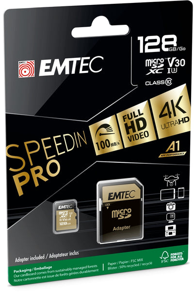 Emtec mSD 128GB UHS-I U3 V30 SpeedIN Pro