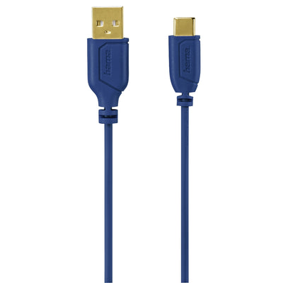 Hama 00135785 Гибкий тонкий кабель USB-C, 0,75 м, синий