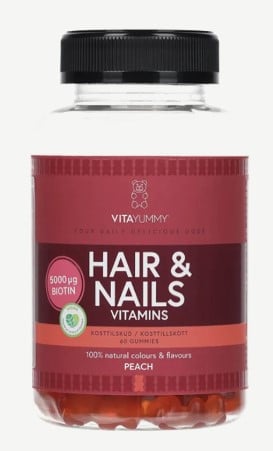VitaYummy peach-flavored multivitamins with biotin for hair and nails, food supplement, 60 pcs/180 g