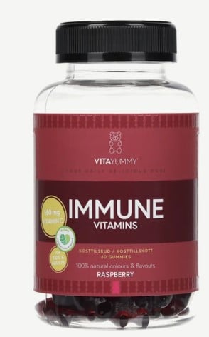 VitaYummy raspberry-flavored multivitamins with vitamin C for immune support, food supplement, 60 pcs/180 g 