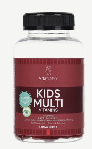 VitaYummy braškių skonio multivitaminai vaikams su vitaminu B, C, D, cinku, maisto papildas, 60 vnt/180 g