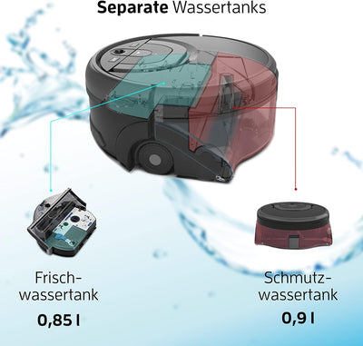 Робот для уборки полов ZACO ILIFE W450 Shinebot, большие резервуары для воды объемом 0,85 и 0,9 л, навигация по камере, управление через приложение Wi-Fi, система обнаружения OBS 