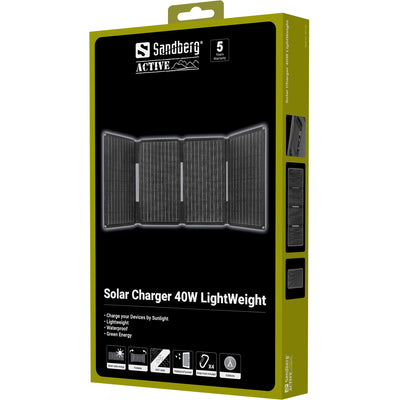 Sandberg 421-20 Solar Charger 40W LightWeight, USB-A, USB-C PD + DC outputs