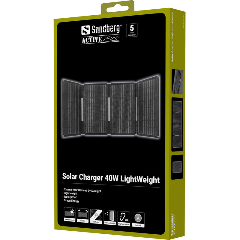 Sandberg 421-20 Solar Charger 40W LightWeight, USB-A, USB-C PD + DC outputs