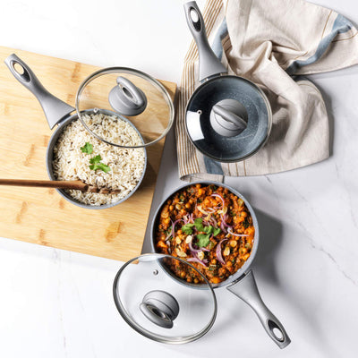 Salter BW02986G1EU7 Marblestone 3-Piece Saucepan Set - 16/18/20cm