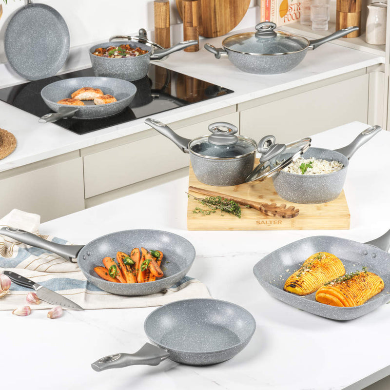 Salter BW02986G1EU7 Marblestone 3-Piece Saucepan Set - 16/18/20cm