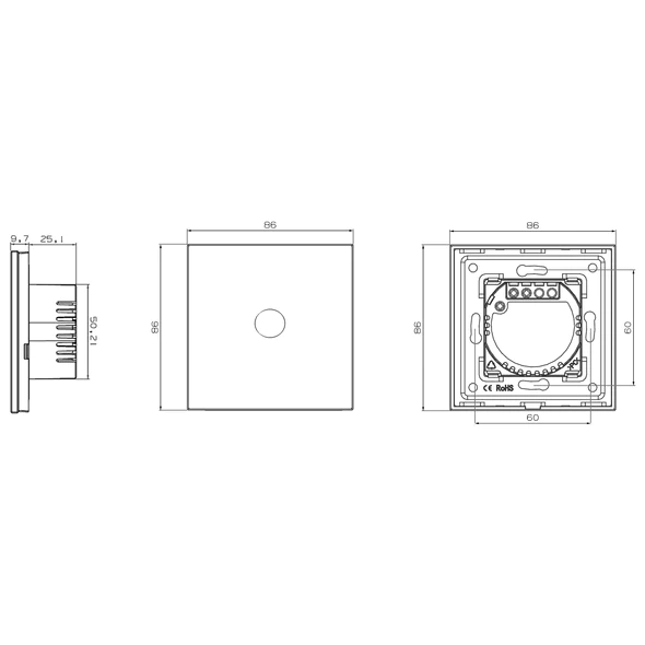 Spring Two Gang, One Way Touch Switch, Glass White