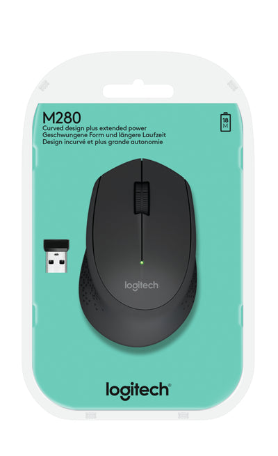 LOGITECH Wireless Mouse M280 - BLACK - 2.4GHZ - EWR2