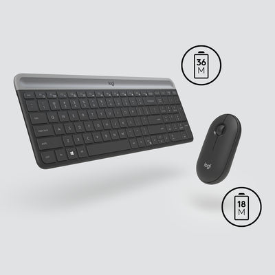  Logitech MK470 Slim Combo Wireless Keyboard + Mouse, US, Graphite