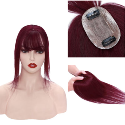 Natural hair toupee with bangs 6 cm x 9 cm