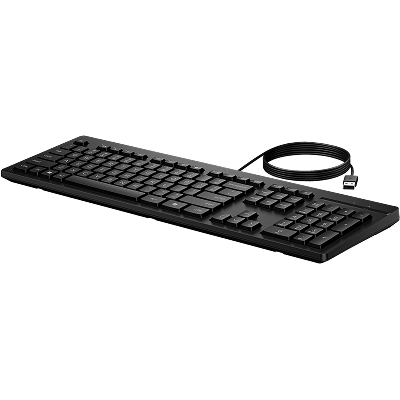 HP 125 G2 USB Wired Keyboard, Sanitizable, Copilot Key - Black - US ENG