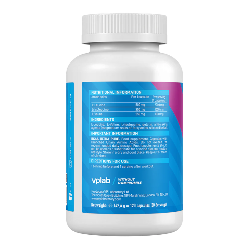 VPLAB BCAA Ultra Pure 120 capsulas