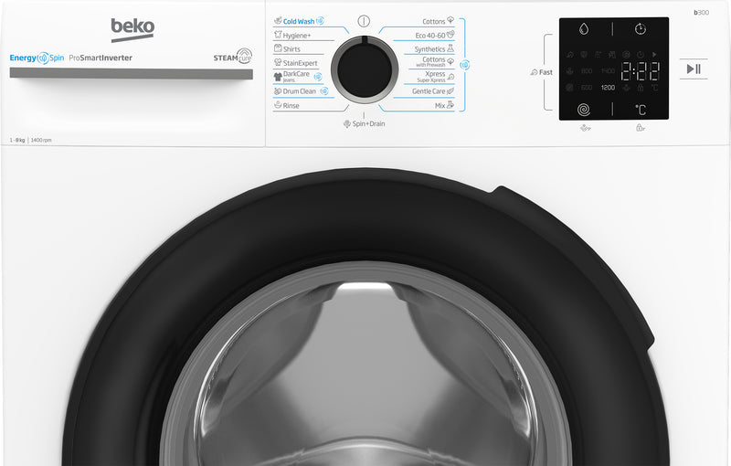 BEKO Washing machine BM3WFSU38413WB, 8 kg, Energy class A, 51.8 cm, 1400 rpm, Inverter motor