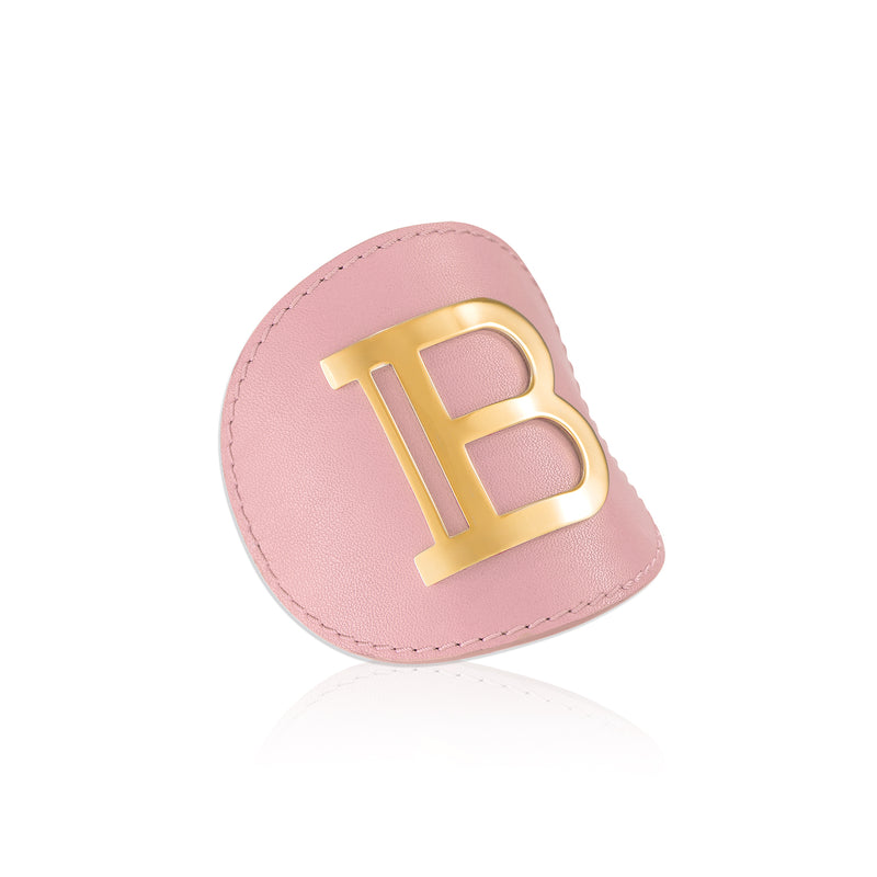 BALMAIN HAIR plaukų segtukas / Genuine Pink Leather Hair Clip Golden logo Vintage +DOVANA BALMAIN PLAUKŲ DULKSNA 50 ML