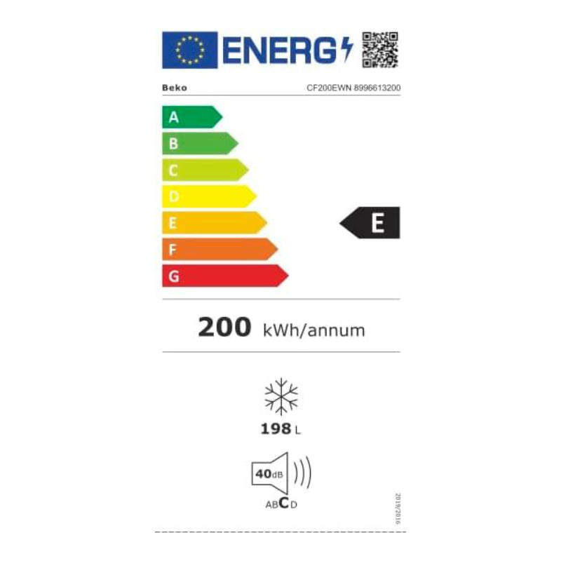 BEKO Freezer box CF200EWN, Energy class E, 198L, Width 90.5 cm, Height 84.5 cm, White