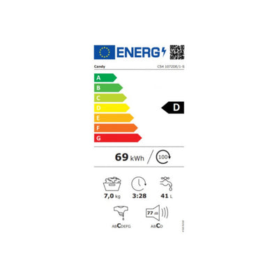 CANDY Washing machine CS4 1072DE/1-S, 7 kg, 1000 rpm, Energy class D, Depth 45 cm 