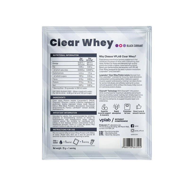 VPLAB CLEAR WHEY Baltymų izoliatas 25 g - Juodieji serbentai