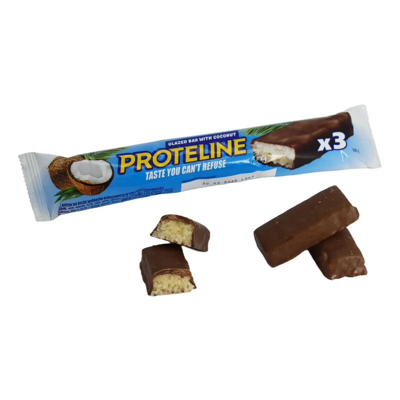 PROTELINE - Kokosinis batonėlis, glazūruotas konditerine glazūra (100 g)